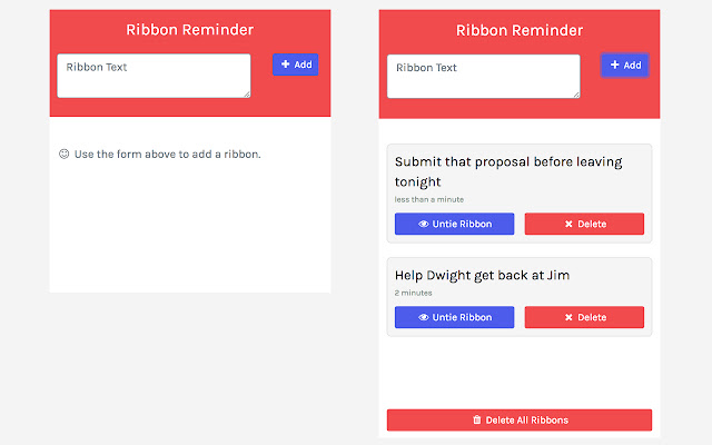 Ribbon Reminder  from Chrome web store to be run with OffiDocs Chromium online