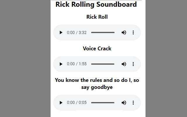 Rick Rolling Soundboard  from Chrome web store to be run with OffiDocs Chromium online