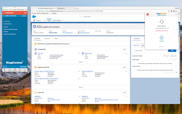 RingCentral Contact Center Voice  from Chrome web store to be run with OffiDocs Chromium online