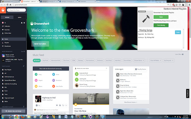 RIP Grooveshark  from Chrome web store to be run with OffiDocs Chromium online