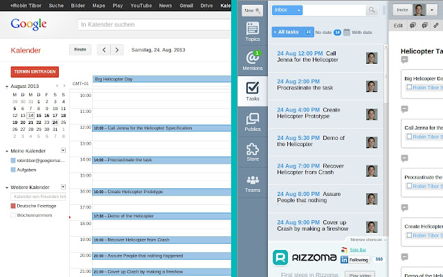Rizzoma Tasks for Google Calendar™  from Chrome web store to be run with OffiDocs Chromium online