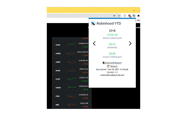 Robinhood Realized Earnings  CSV File Export  from Chrome web store to be run with OffiDocs Chromium online