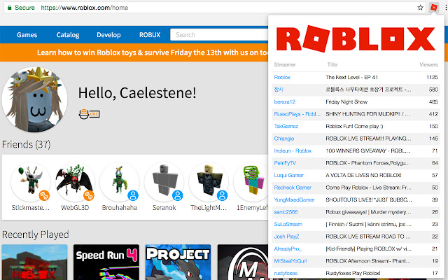 Roblox Stream Browser  from Chrome web store to be run with OffiDocs Chromium online