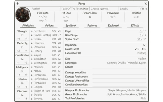 Roll20 DnD Sheet  from Chrome web store to be run with OffiDocs Chromium online