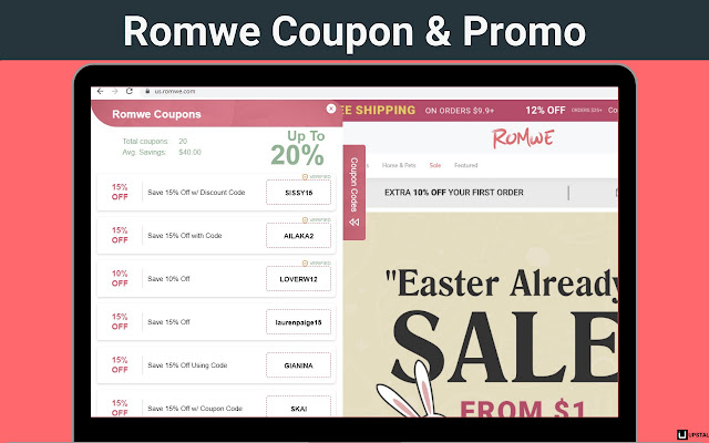 Romwe Coupon  Promo Codes  from Chrome web store to be run with OffiDocs Chromium online