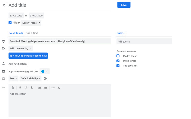 RounDesk Meetings  from Chrome web store to be run with OffiDocs Chromium online