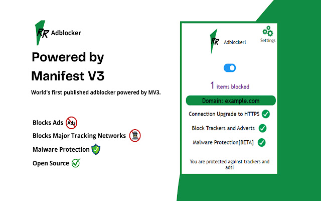 RR Adblocker  from Chrome web store to be run with OffiDocs Chromium online