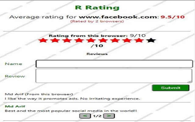 R Rating  from Chrome web store to be run with OffiDocs Chromium online