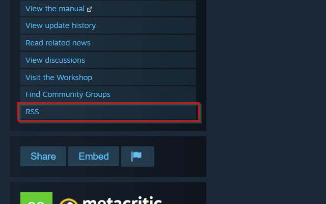 RSS Link for Steam Product Pages  from Chrome web store to be run with OffiDocs Chromium online