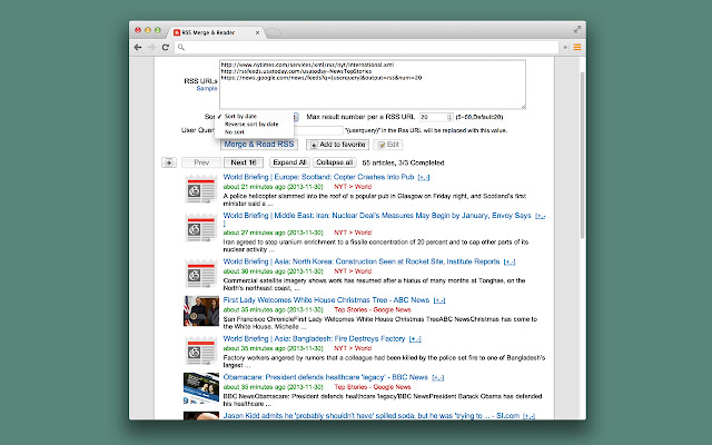 RSS Merge  Reader  from Chrome web store to be run with OffiDocs Chromium online