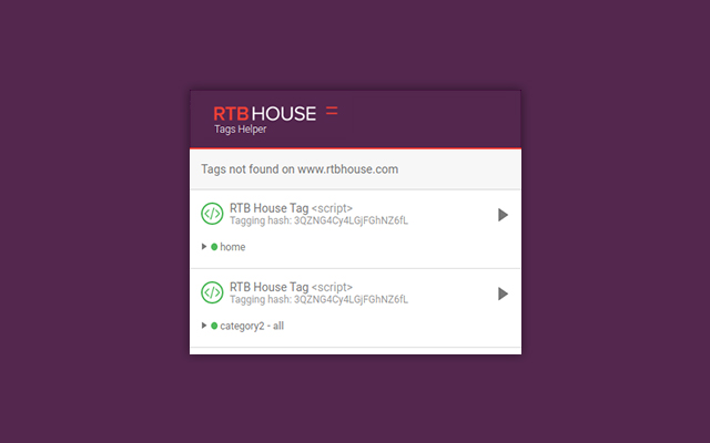 RTB House Tags Helper  from Chrome web store to be run with OffiDocs Chromium online