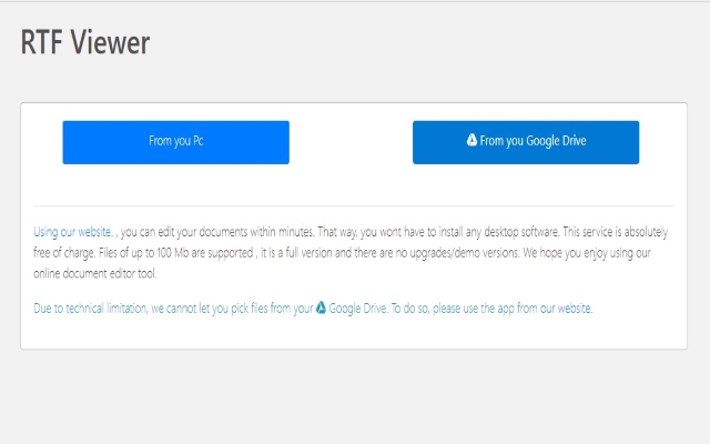 RTF Viewer for Google Chrome™  from Chrome web store to be run with OffiDocs Chromium online