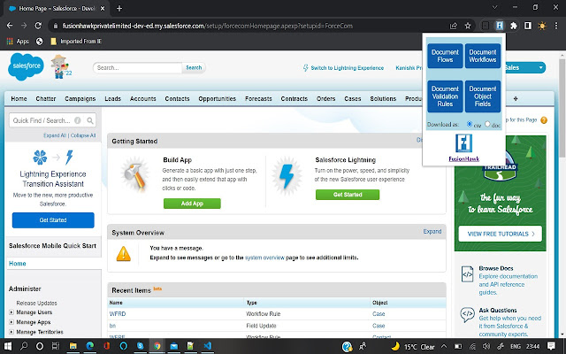 Salesforce Metadata Documentation  from Chrome web store to be run with OffiDocs Chromium online