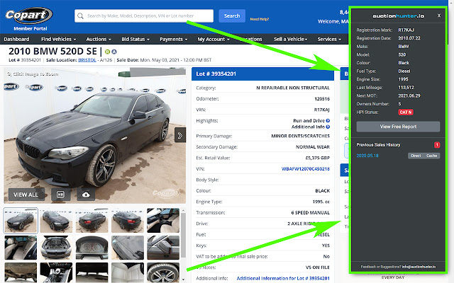 Salvage Auction Research Tool  from Chrome web store to be run with OffiDocs Chromium online