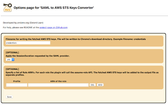 Conversion des clés SAML vers AWS STS à partir de la boutique en ligne Chrome à exécuter avec OffiDocs Chromium en ligne