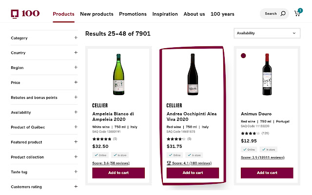 SAQ Choose your wine  from Chrome web store to be run with OffiDocs Chromium online