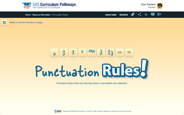 SAS Punctuation Rules!  from Chrome web store to be run with OffiDocs Chromium online