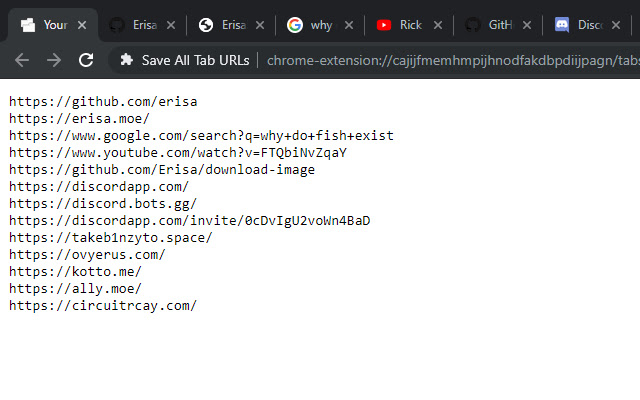 Save All Tab URLs  from Chrome web store to be run with OffiDocs Chromium online