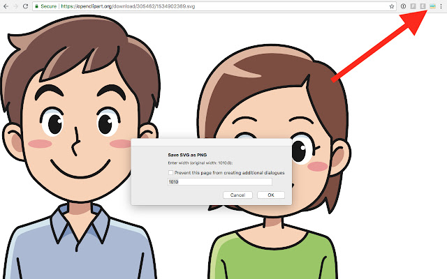 Save SVG as PNG  from Chrome web store to be run with OffiDocs Chromium online