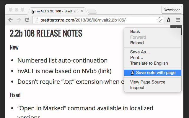 Save to nvALT  from Chrome web store to be run with OffiDocs Chromium online