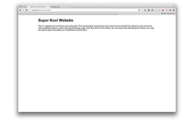 Say No To Comic Sans  from Chrome web store to be run with OffiDocs Chromium online