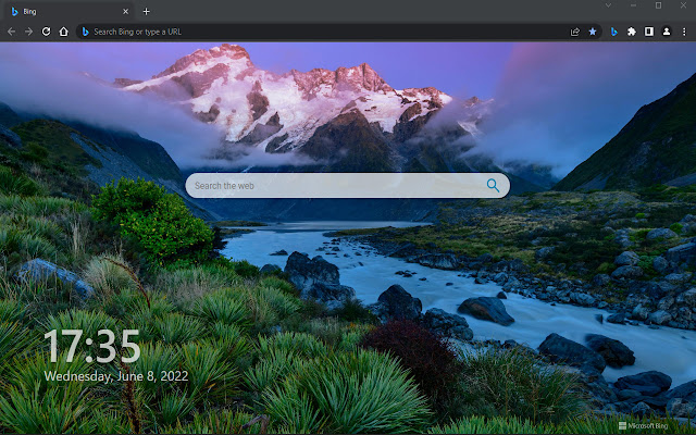 Scenic New Tab with Search  from Chrome web store to be run with OffiDocs Chromium online