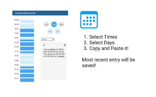 Schedule2Words  from Chrome web store to be run with OffiDocs Chromium online