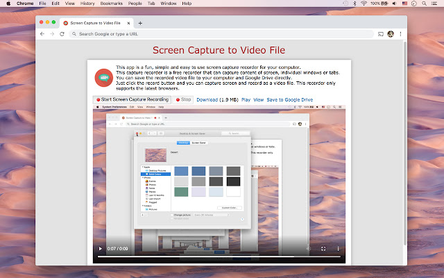 Screen Capture to Video File  from Chrome web store to be run with OffiDocs Chromium online