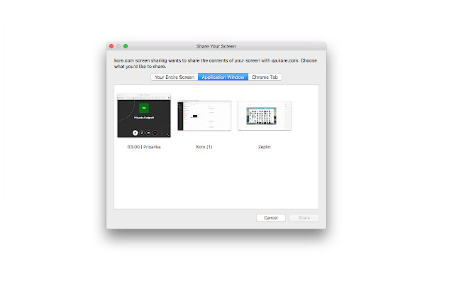 Screen Share Extension for the Kore App  from Chrome web store to be run with OffiDocs Chromium online