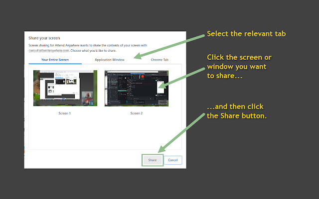 Screen sharing for attendanywhere.co.uk  from Chrome web store to be run with OffiDocs Chromium online