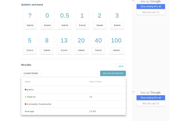 ScrumPoker Online Average Calculator  from Chrome web store to be run with OffiDocs Chromium online