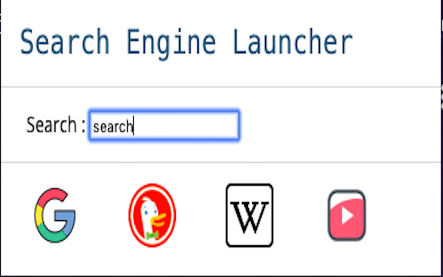 Search Engine Launcher  from Chrome web store to be run with OffiDocs Chromium online