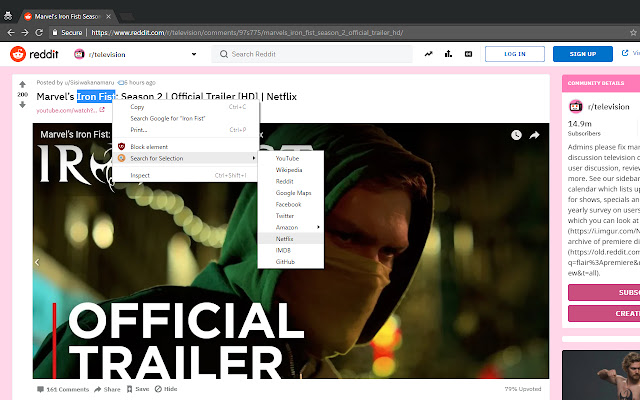 Search for Selection  from Chrome web store to be run with OffiDocs Chromium online