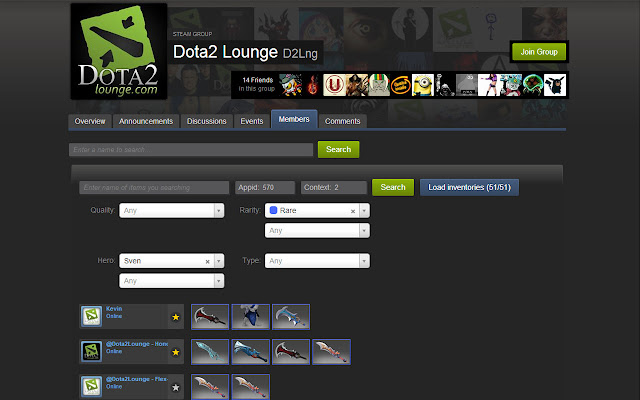 Search items in steam groups.  from Chrome web store to be run with OffiDocs Chromium online