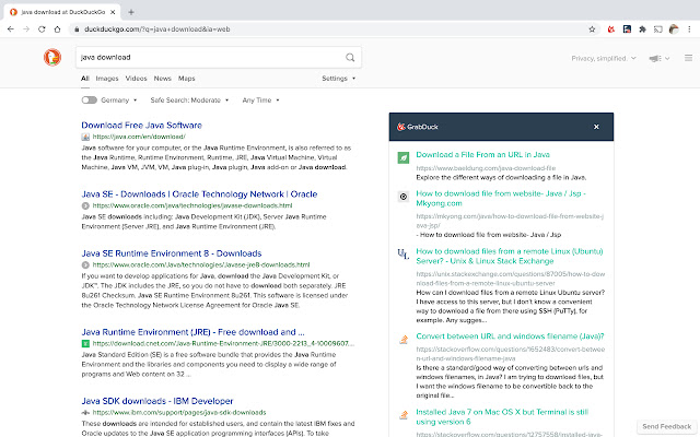 Search Results on GrabDuck  from Chrome web store to be run with OffiDocs Chromium online