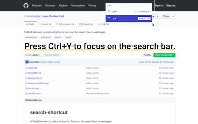 Search Shortcut  from Chrome web store to be run with OffiDocs Chromium online