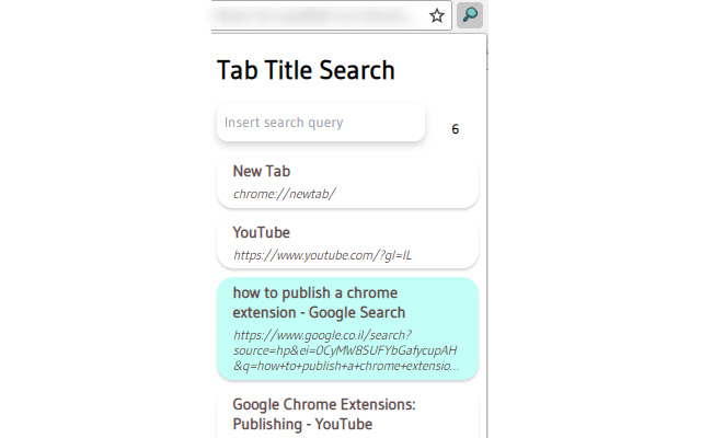 Search Tabs By Title or URL  from Chrome web store to be run with OffiDocs Chromium online