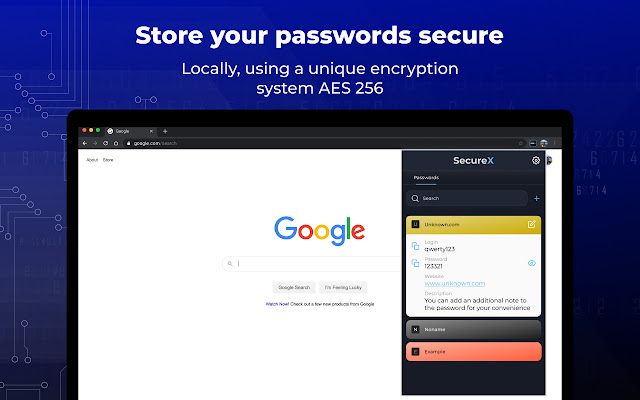 SecureX  from Chrome web store to be run with OffiDocs Chromium online