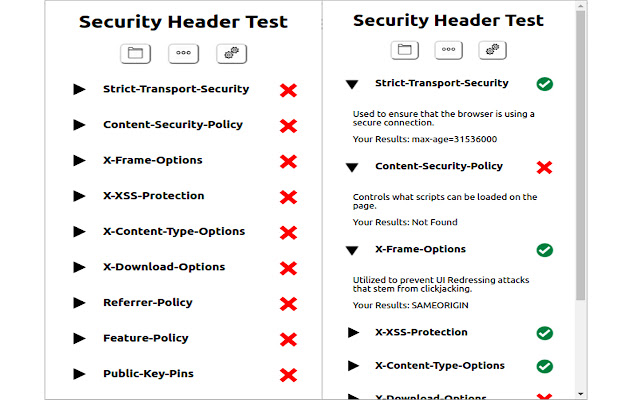 Security Header Extension  from Chrome web store to be run with OffiDocs Chromium online