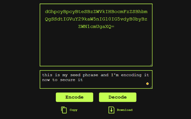 Seed Phrase Encoder  from Chrome web store to be run with OffiDocs Chromium online