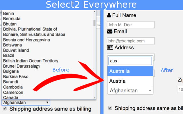 Select2 Everywhere  from Chrome web store to be run with OffiDocs Chromium online