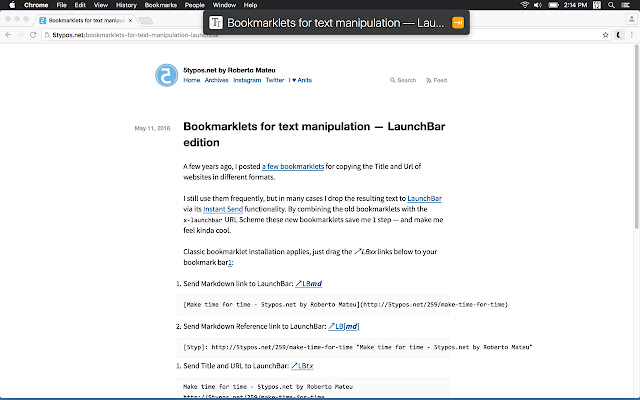 Send to LaunchBar  from Chrome web store to be run with OffiDocs Chromium online