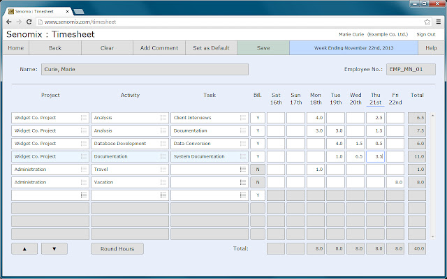 Senomix Time Tracking  from Chrome web store to be run with OffiDocs Chromium online