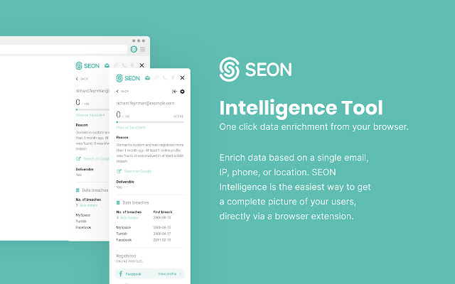 SEON Intelligence  from Chrome web store to be run with OffiDocs Chromium online