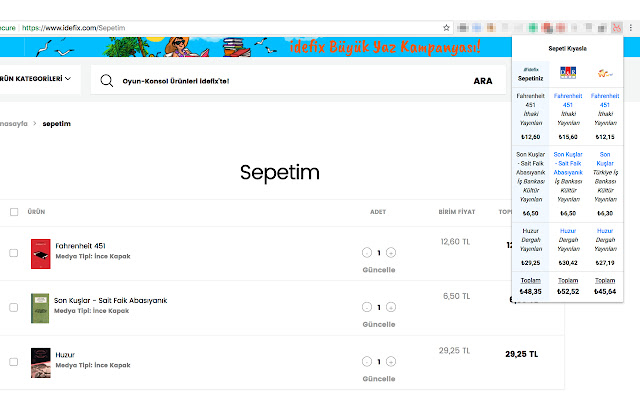 Sepeti Kıyasla  from Chrome web store to be run with OffiDocs Chromium online