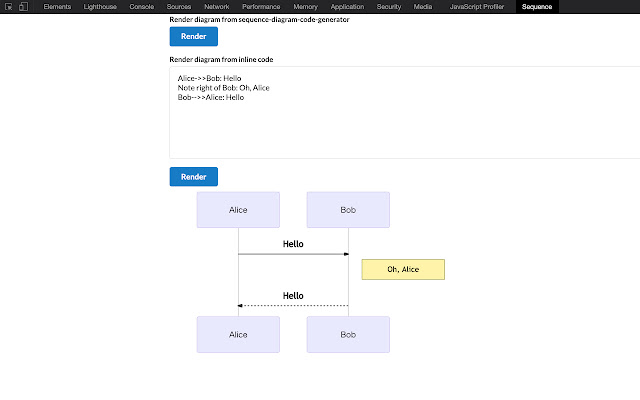 Sequence Diagram Viewer  from Chrome web store to be run with OffiDocs Chromium online