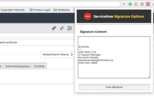 ServiceNow EZ Signature  from Chrome web store to be run with OffiDocs Chromium online