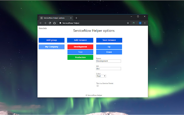 ServiceNow Helper  from Chrome web store to be run with OffiDocs Chromium online