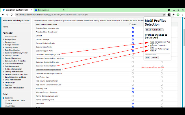 SF Multi Profile Selection  from Chrome web store to be run with OffiDocs Chromium online