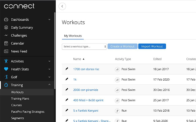 Share your Garmin Connect workout  from Chrome web store to be run with OffiDocs Chromium online